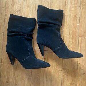 Kenzie black slouchy mid calf boots. Size 9.5. Black Suede.